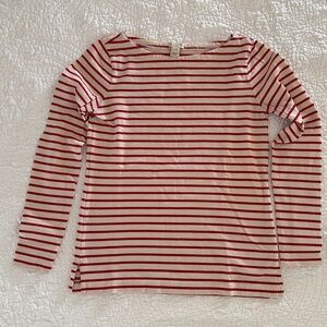 J. Crew Factory Boat Neck Red and White Striped Long Sleeve Tee